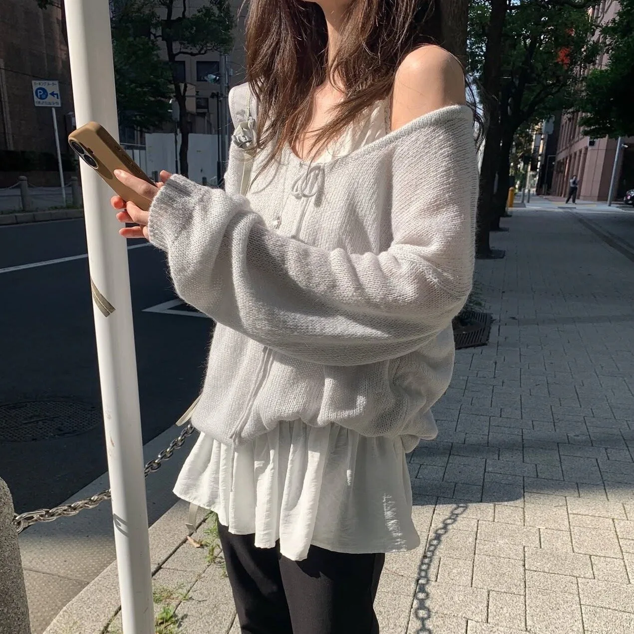 Soft Style Pure Color Knitted Sweater with Tie Neck Autumn Winter New Arrival Women's Casual Fashion Polyester Fiber Long Sleeve