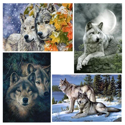 

5d animal full square Diamond embroidery wolf mosaic picture with Rhinestone decor gift sale diy Diamond Painting