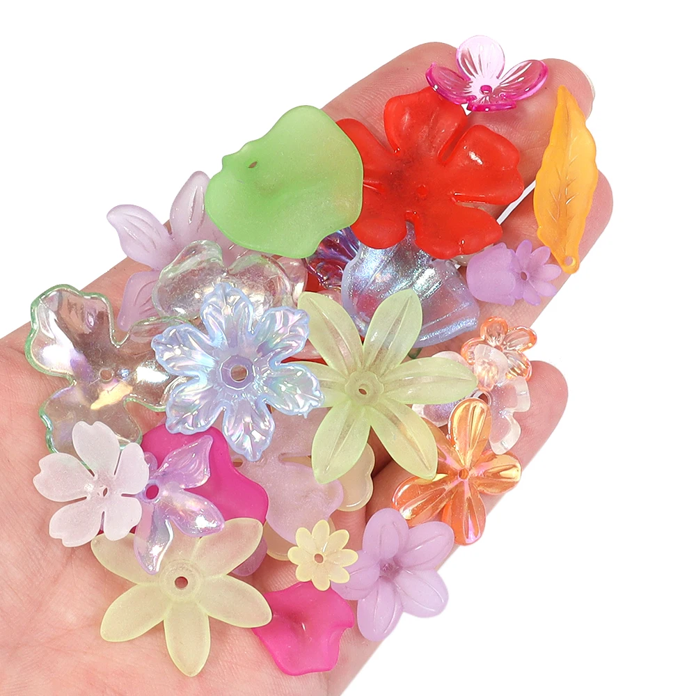 

50 г/500 г случайные акриловые колпачки для бусин с большим отверстием, цветочные бусины-разделители, браслет, ожерелье, фурнитура, изготовление ювелирных изделий своими руками, аксессуары для бисера