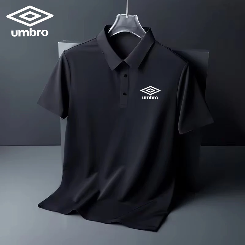 Embroidered Umbro Summer Ice Silk Nylon Polo Shirt High-End T-Shirt New Half Sleeve Non-Marking Casual Business Thin Menswear