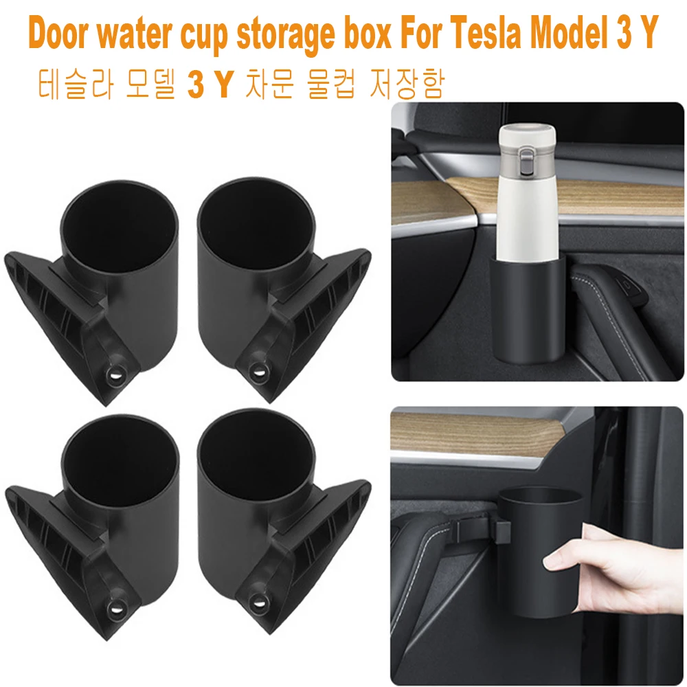 

For Tesla Model 3 Y 2017-2023 Car Door Cup Holder Special Door Cup Storage Box Rack Car Door Cup Stand Accessories 2/4 Pcs Set