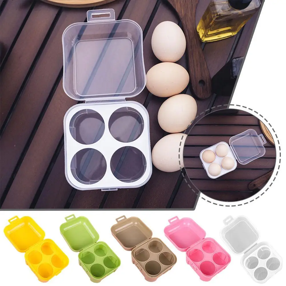 4 Grids Egg Box Egg Holder Container For Outdoor Camping Picnic Anti-fall Egg Storage Boxes Refrigerator Kitchen Organizer