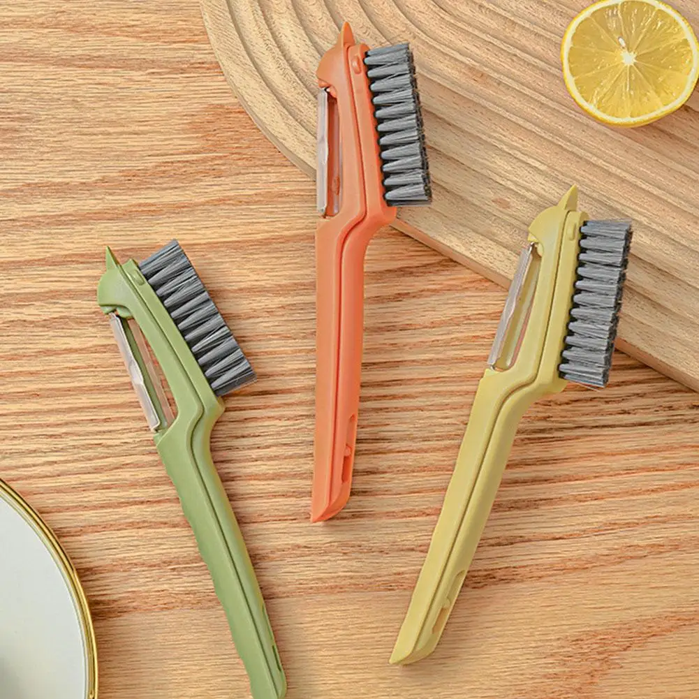 Kitchen Scrubber Tool,Veggies Scrub Brush,Handle Dish Wash Veggie Multifunctional With Peeler Gadgets Brush Kitchen Scrubbe U8I6