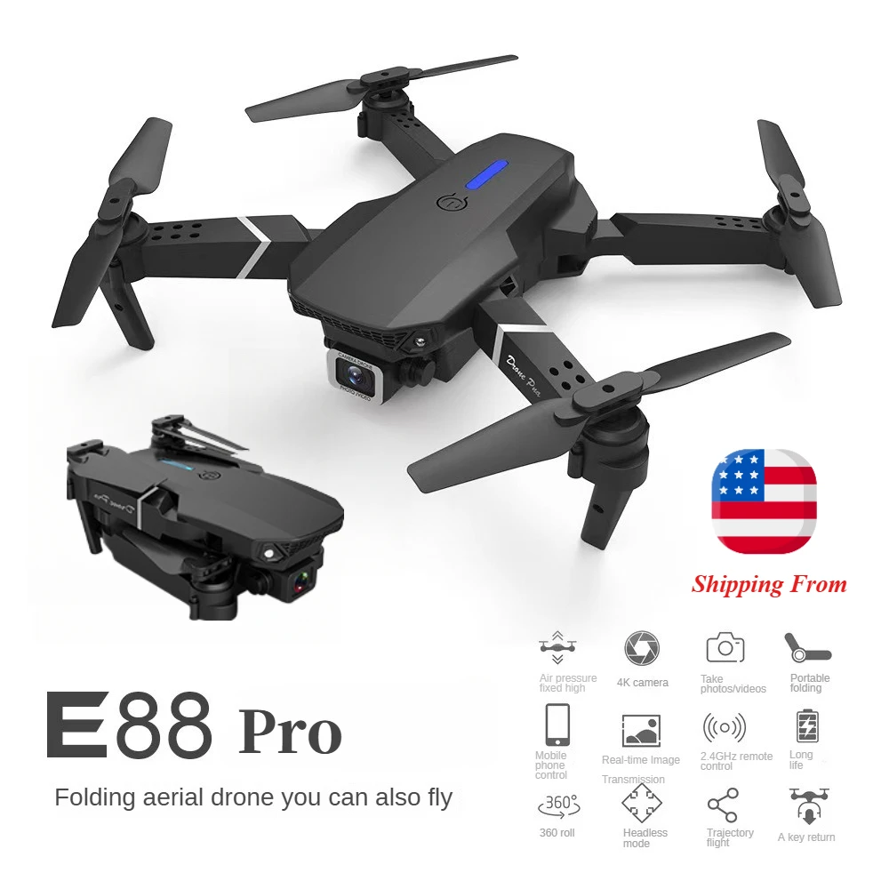

E88Pro 4K GPS Дрон с камерой 1080P FPV WiFi Live Video Складной радиоуправляемый квадрокоптер Удержание высоты запуска одной кнопкой Рождественские подарки