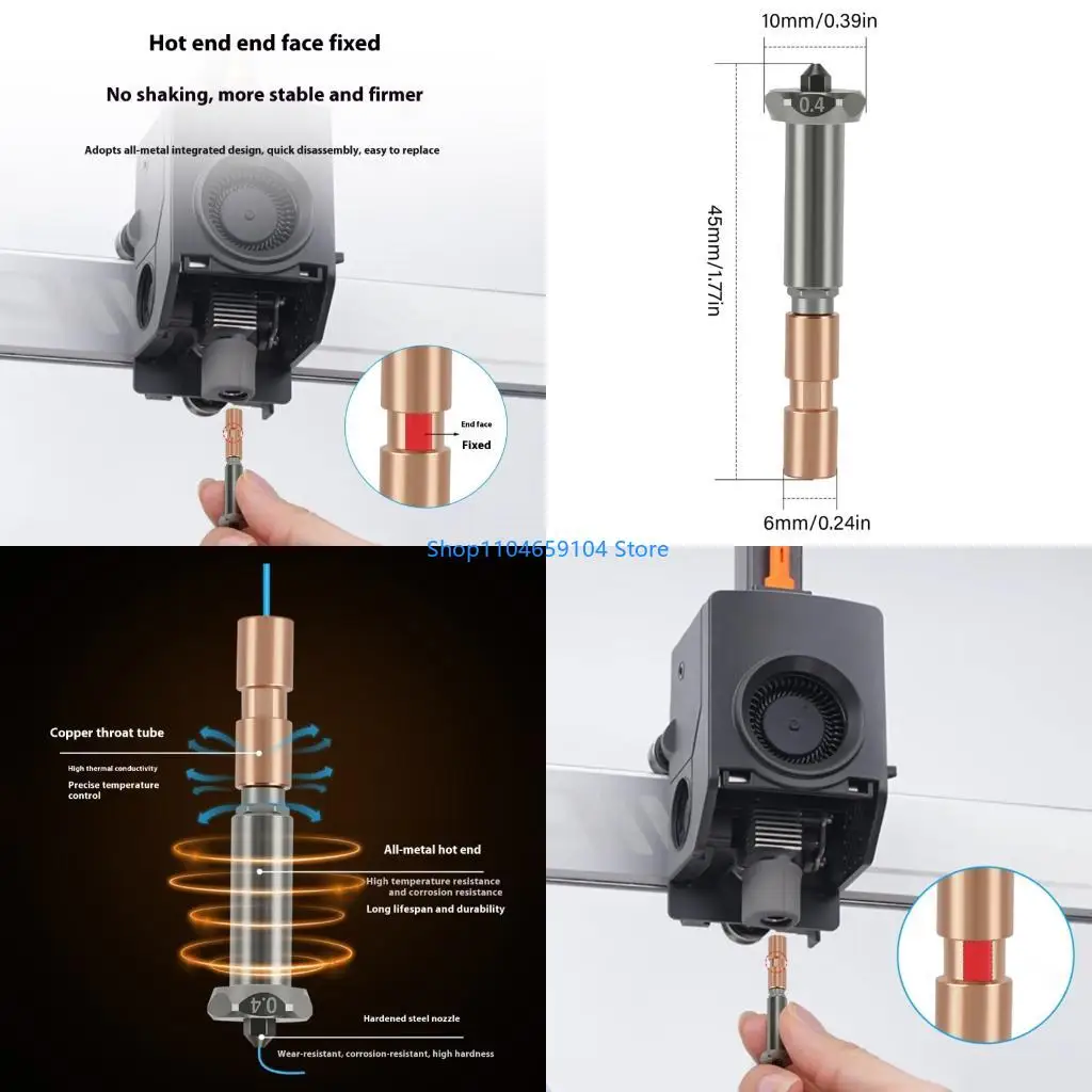 

High Performances Ceramics Hotend Heating Assembly for Kobra3 Printers 300°C Resistance Easy Plugs Play Installation