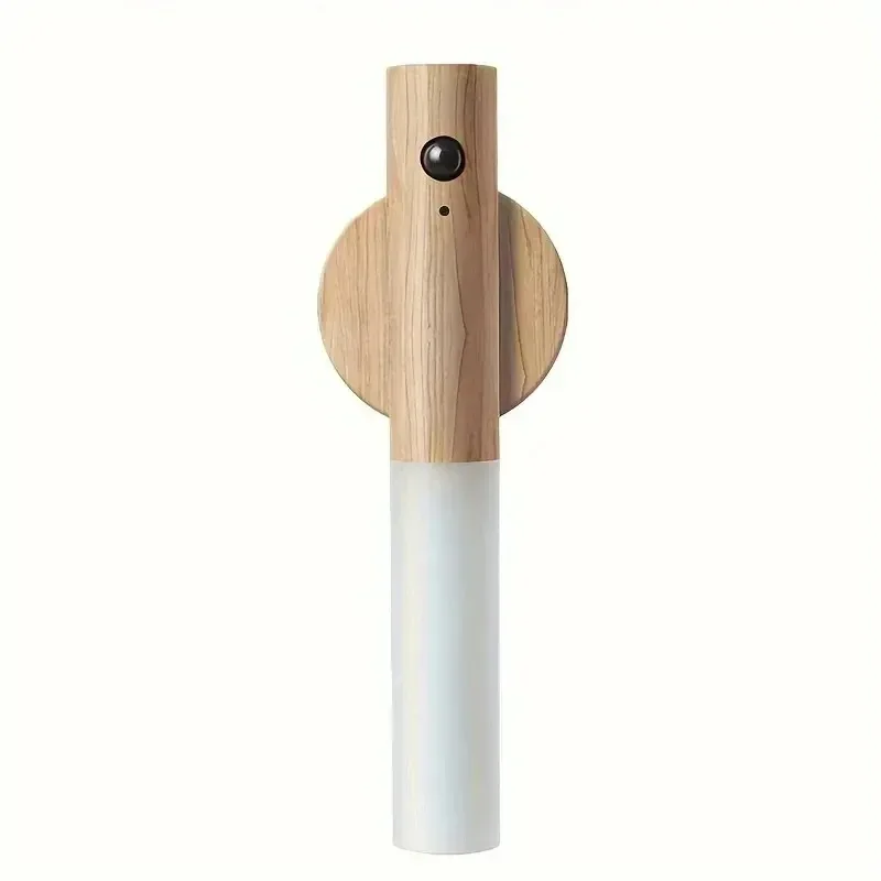 Rechargeable Wall Lamp LED Night Light, Wooden Magnetic Motion Sensor Ambient Lamp USB for Bedroom Living Room Indoor Decor