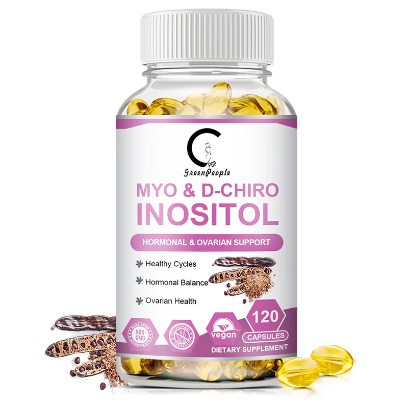 Myo Inositol & D-Chiro Inositol Ergänzungen, unterstützen den Fetts toff wechsel, gesunde Unterstützung der Eierstock-und Leber funktion, 120 Kapseln