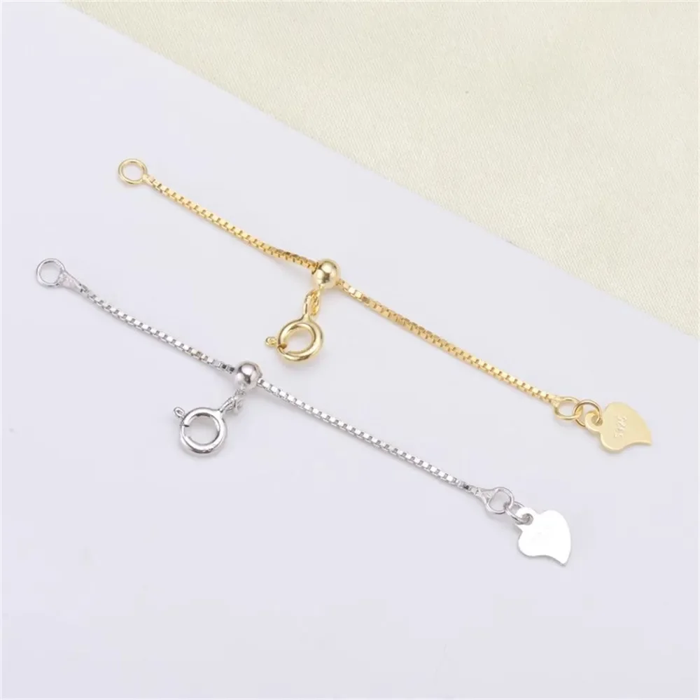 

DIY Pearl Accessories S925 Sterling Silver Gold-plated Silver Chain Extension Chain Bracelet Clasp Box Chain Telescopic Chain