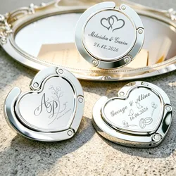 10x Wedding Guest Gift Giveaway Heart Shape Handbag Holder Purse Hook Women's Bag Hanger Bridal Shower Party Favor Customization