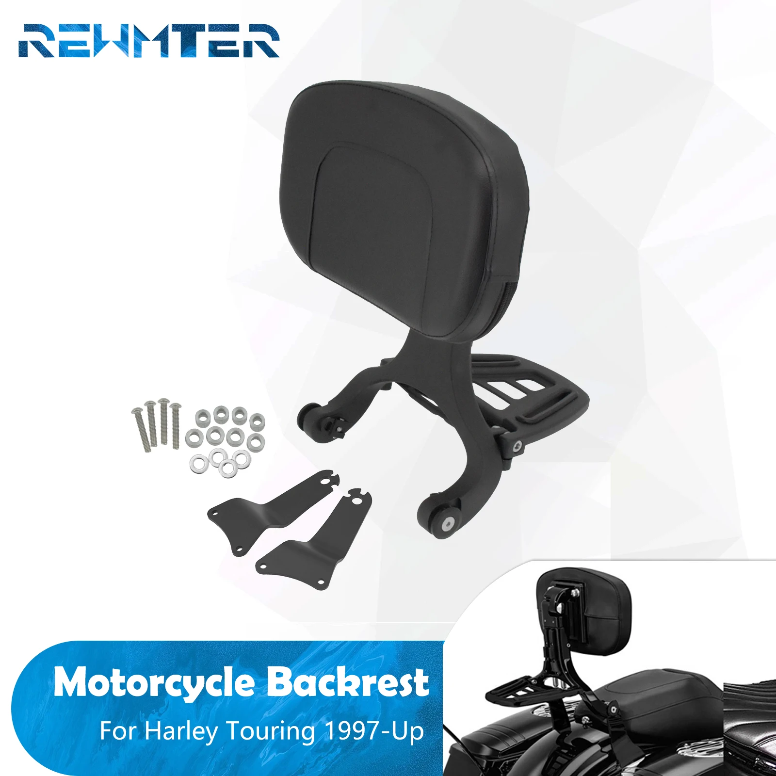 Motorcycle Passenger Backrest Folding Sissy Bar Multi Purpose Driver Back Rest For Harley Touring 1997-Up Street Road Glide