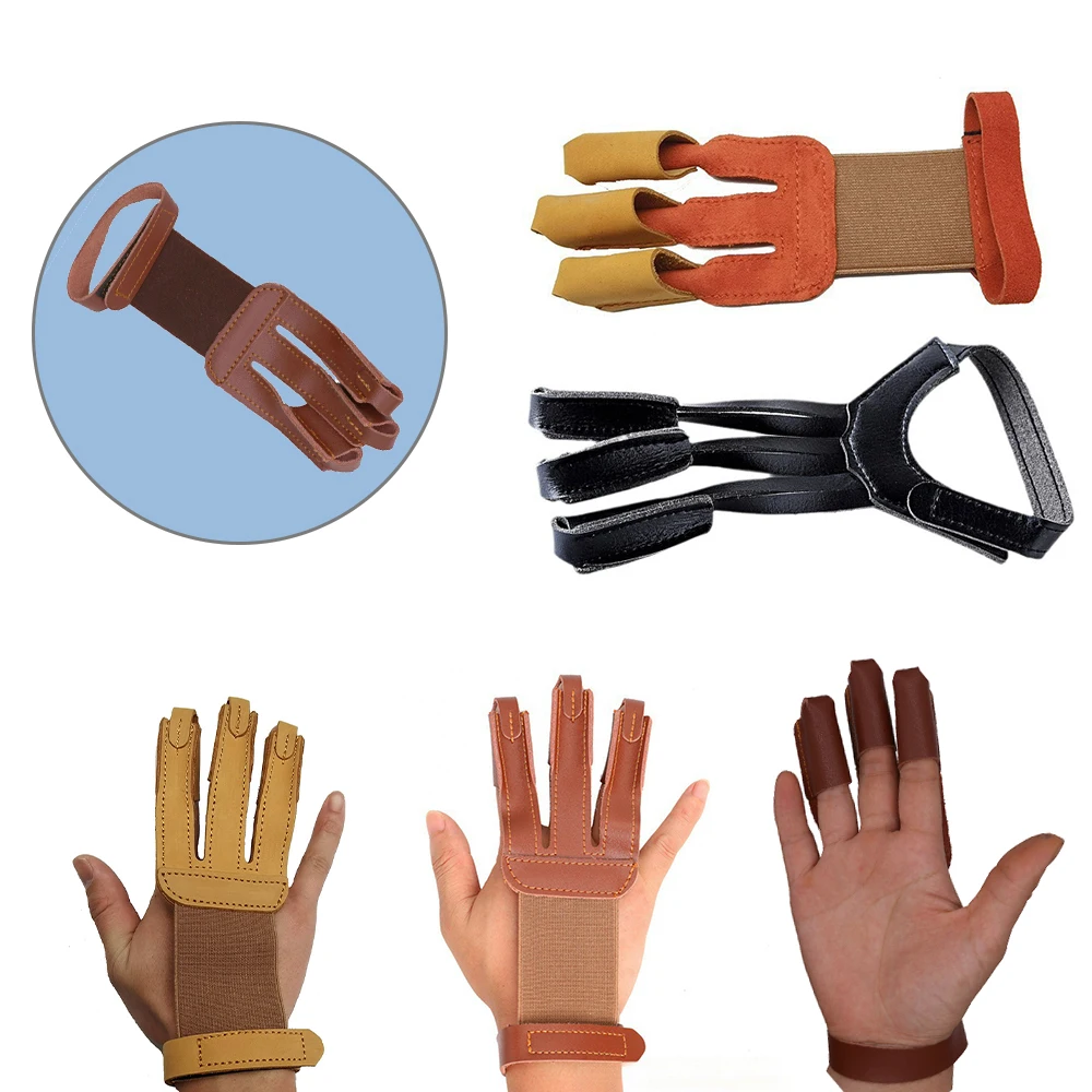 

﻿ Archery Finger Guard Cowhide Three Finger Glove Shooting Protection Wear Resistant Leather Hunting Accessories ﻿