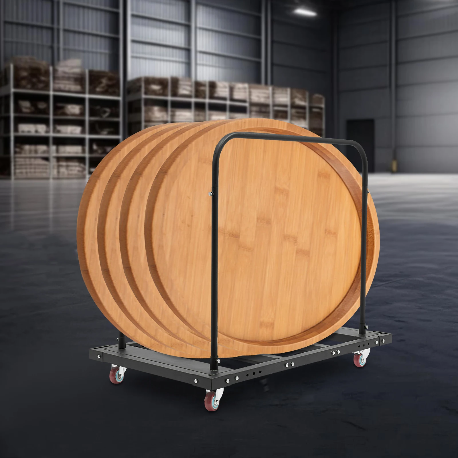 Black Folding Table Cart(Q235 Steel) - Spray Coating Process&Waterproof/Rust/Wear-Resistant, 264.55Lbs Load Capacity&Safe Use