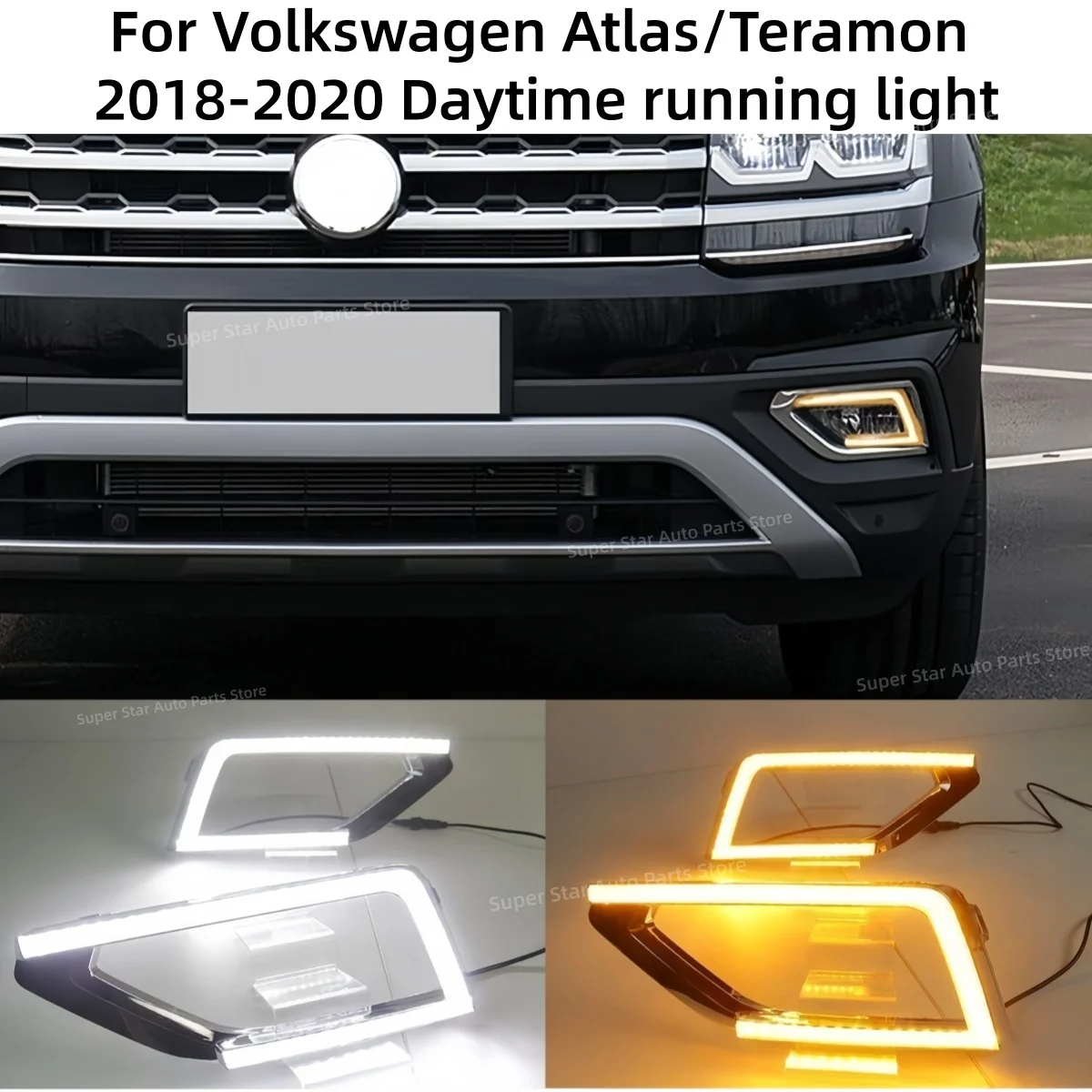 For Volkswagen Atlas/Teramon 2018-2020 LED Daytime running light Modding Front fog light Decorative Light 2 colors Auto parts