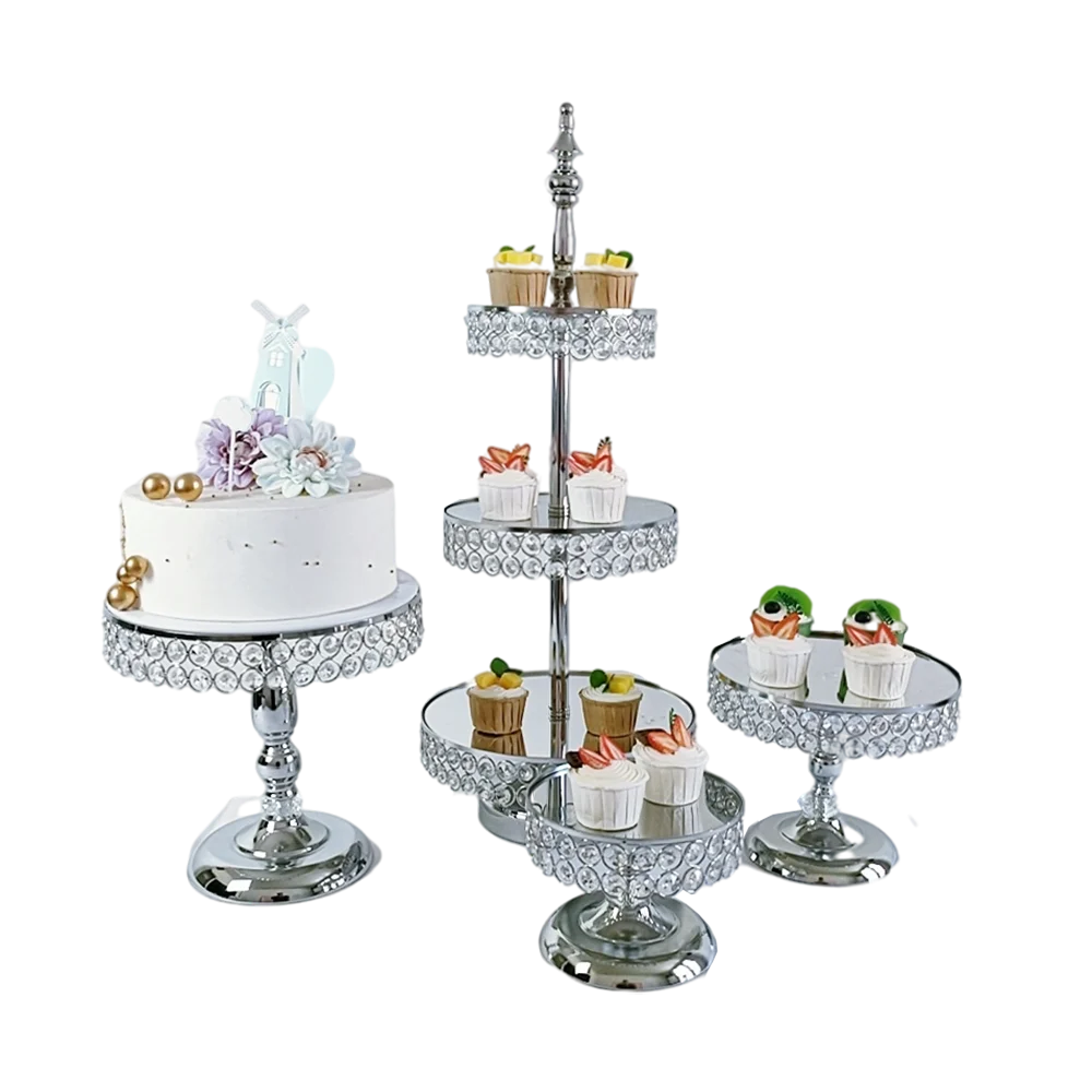 3Pcs-18Pcs/lot Gold silver Metal  Cupcake Stand,Heavy Duty Round 3 Tier Cake Display Tower, Iron Crystal Cake Dessert Fruit