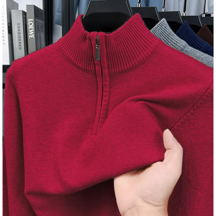 

Новинка 2025: Мужской теплый трикотажный джемпер с высоким воротником на молнии, осенне-зимний, мягкий, приятный к телу базовый слой из полиэфирного волокна Ciwalk