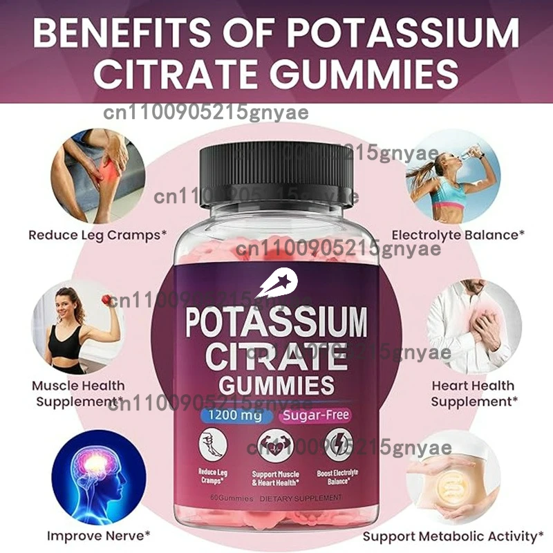 

Potassium Citrate Gummies - Men & Adults Potassium Supplement | Support Leg Spasms, Muscle Comfort | Daily Chewable Supplement