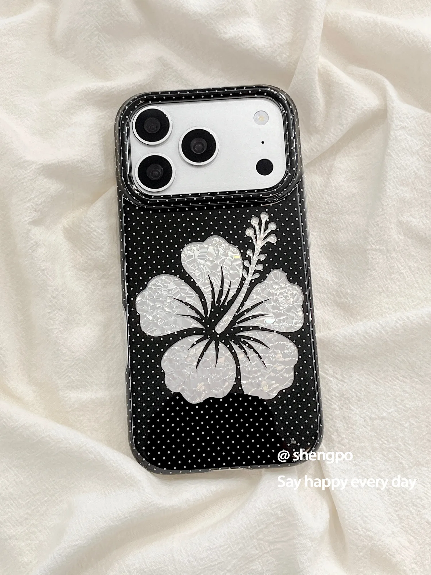 Korean Ins Wave Dot Flower Solid Color Shining Phone Case For iPhone 17Air 16 15 14 13 12 11 Pro Max Plus Y2K Advanced Cover