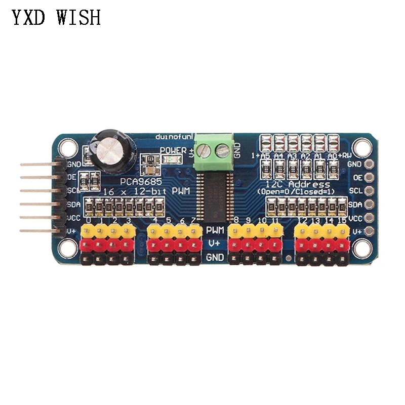 PCA9685PW 16 Channel 12-Bit PWM Servo Shield Driver Board I2C Interface PCA9685 Module For Raspberry Pi DIY Servo Shield Module