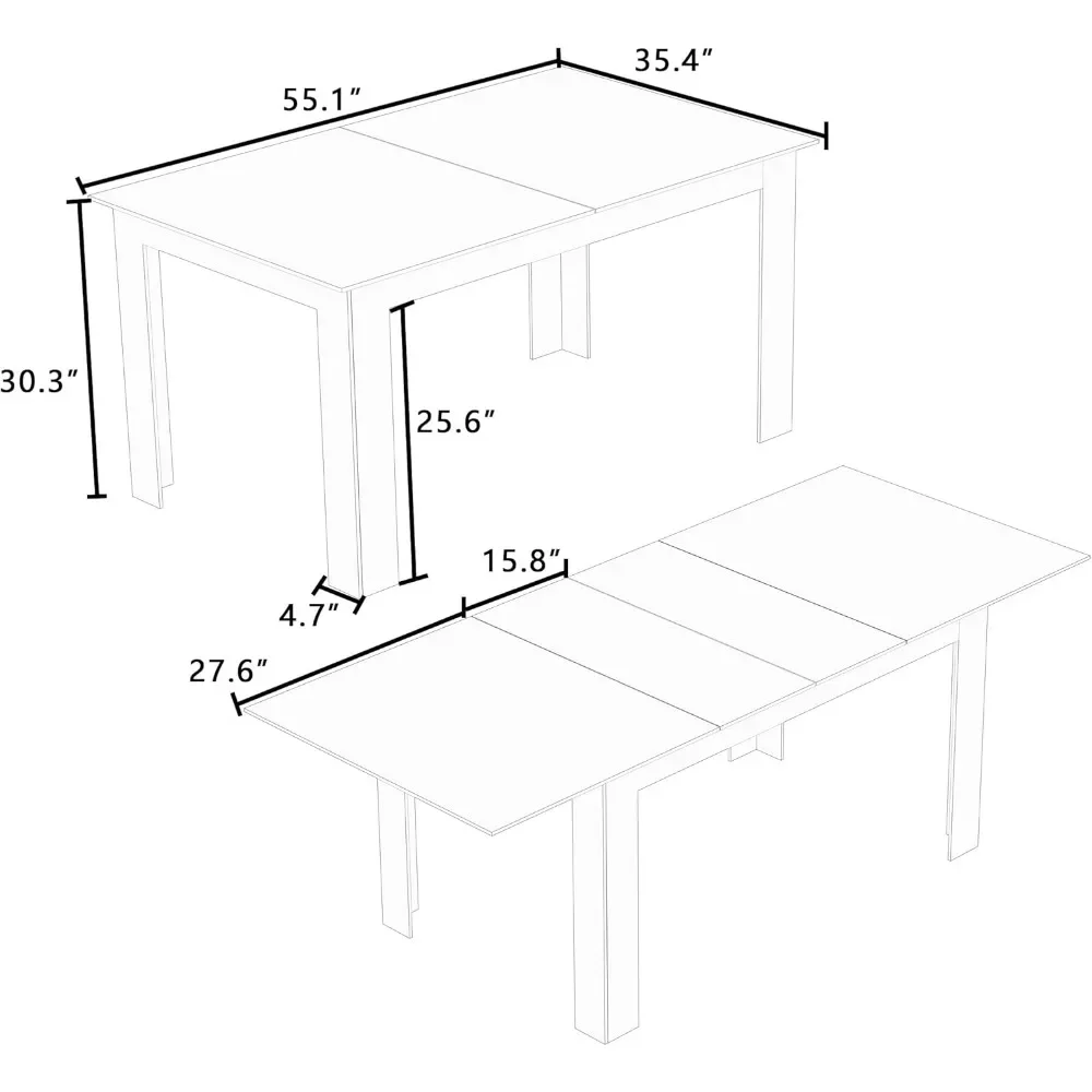 Mesa de comedor expandible para 6 8 personas, mesas de cena rectangulares de madera para interiores, mesa de comedor de cocina grande para el hogar, marrón