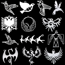 3pcs Flying Bird Charms Phoenix Hummingbird Swallows DIY Craft Vintage Earrings Necklace Jewelry Making Stainless Steel Pendant