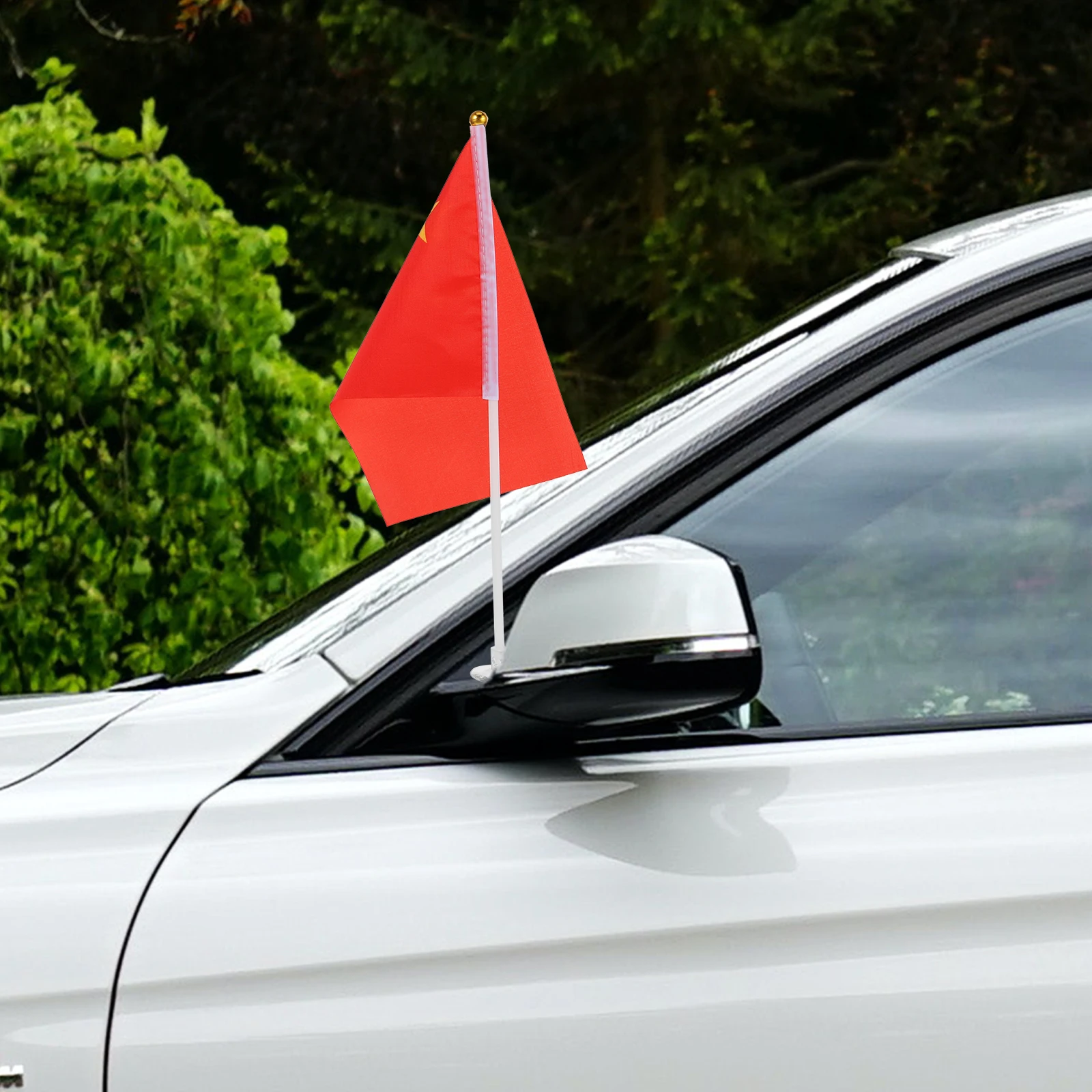 

15Pcs White Suction Type Flagpoles Set for Car Windows Stable Vibrant Exquisite Workmanship Window Flag Fittings