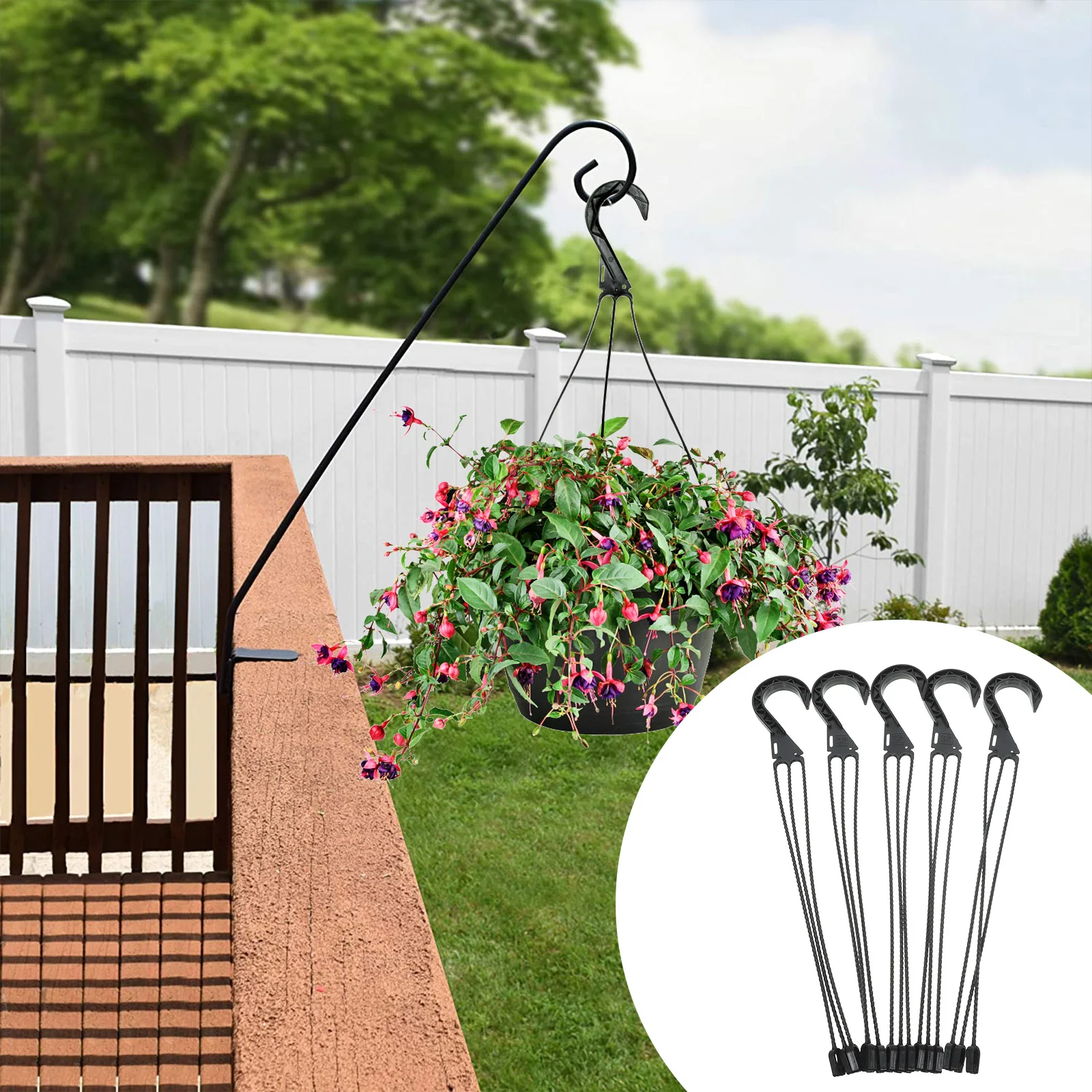 

5pcs Hanging Flower Pot Hooks White Durable Plant Hangers for Balcony Terrace Plastic Hanging Hooks Planter