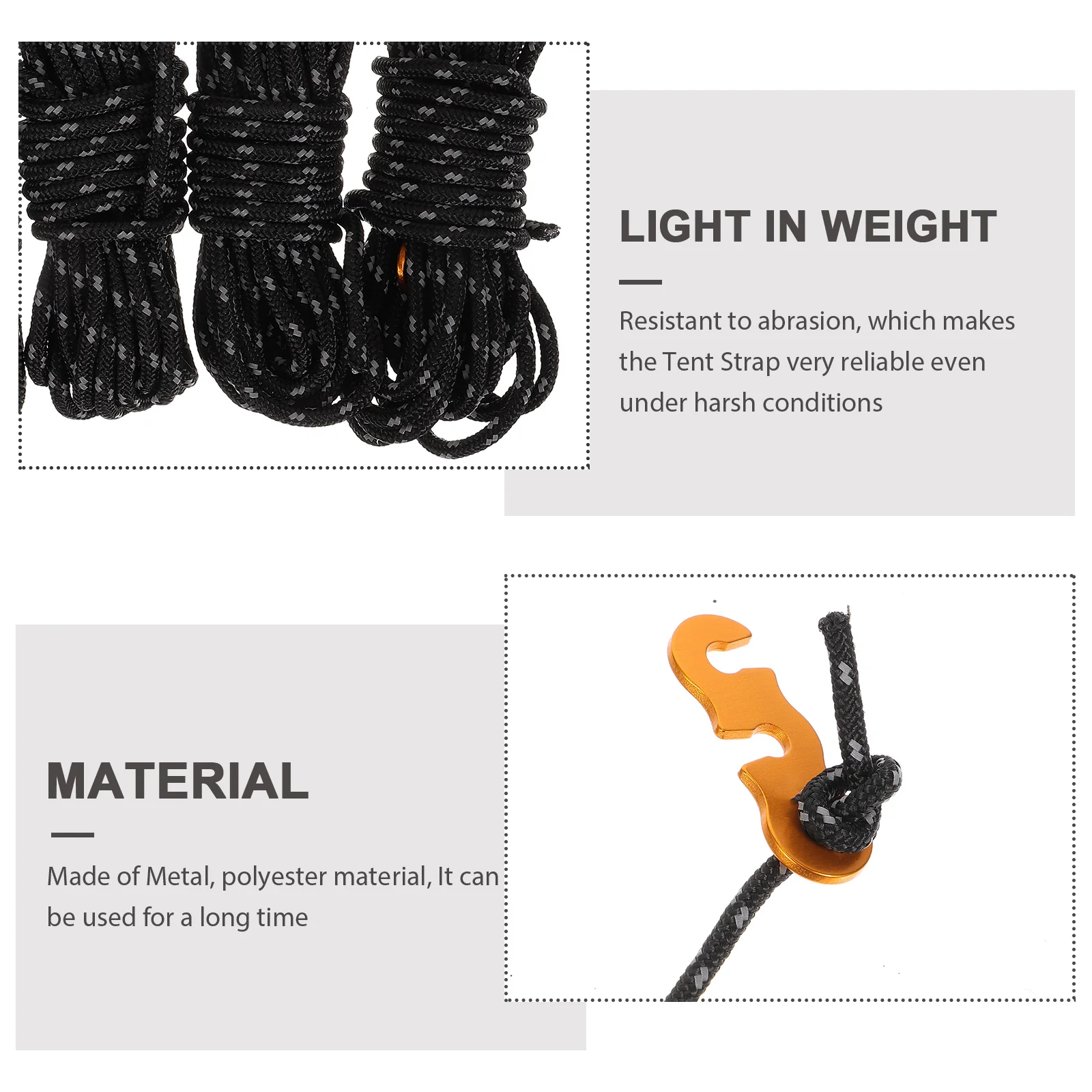 

3mm Black Single Person Outdoor Camping Tent Rope Windproof Polyester Canopy Lanyard Portable Hanger Multi Use