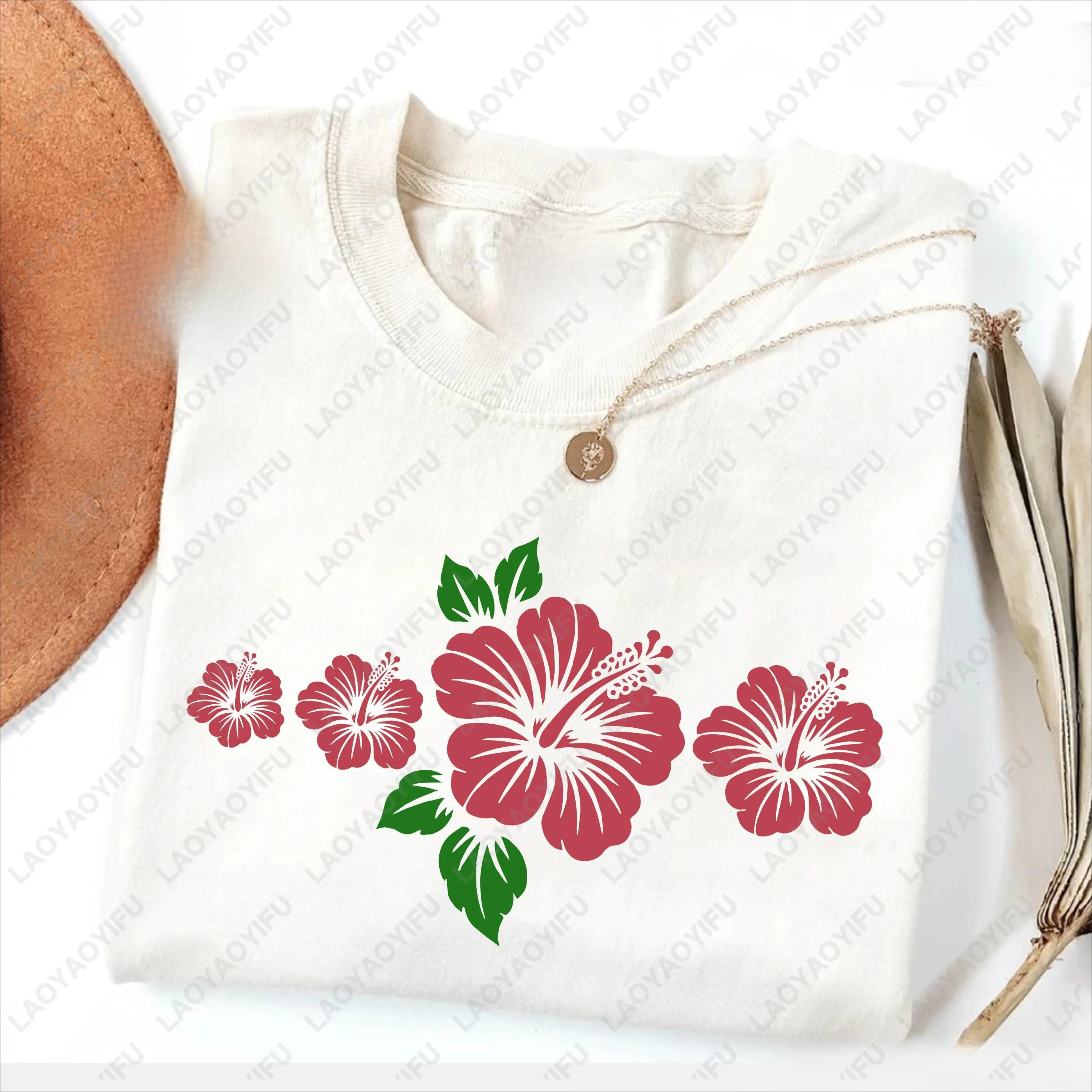 Retro Style Hibiscus Flower Graphic Beach TShirt Hawaiian Hawaii Lover Gift Vacation Souvenir TShirt Casual Fashion Summer Tees