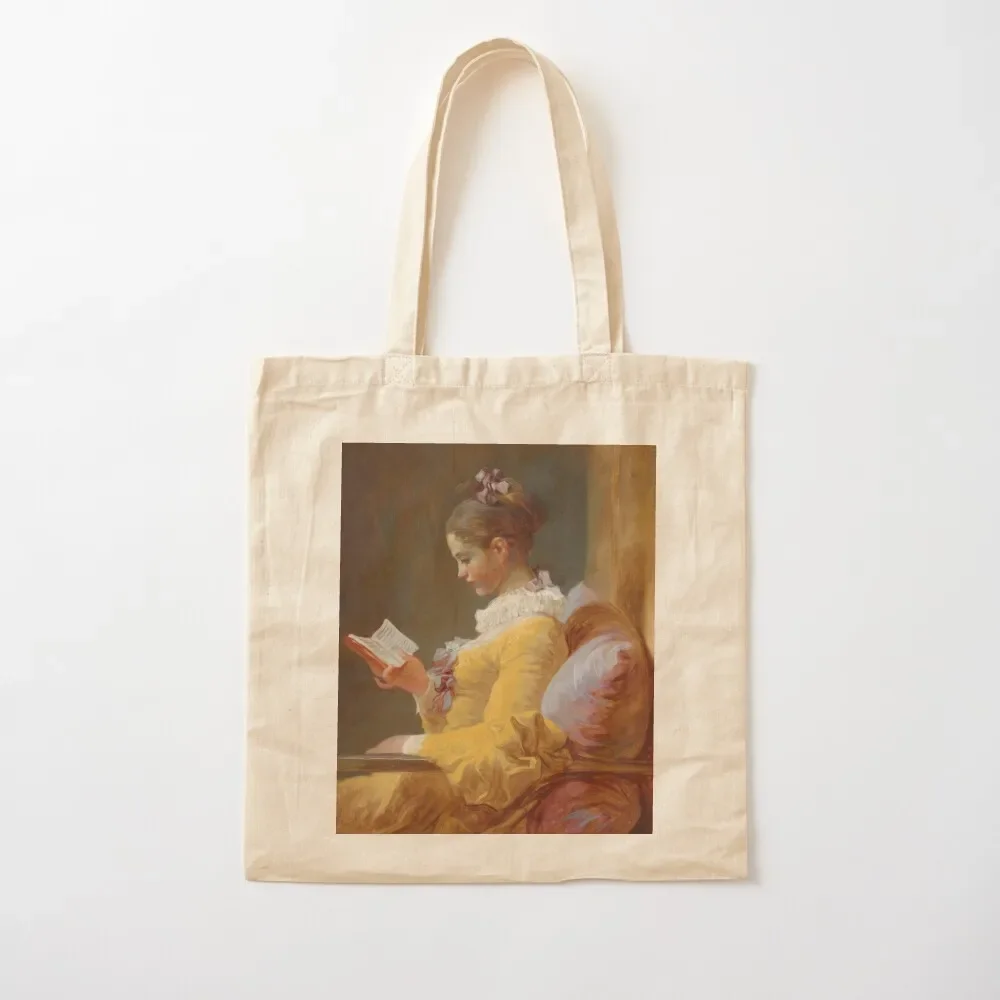 

Young Girl Reading Painting by Jean-Honoré Fragonard Tote Bag tote screen canvas bags shopper women canvas