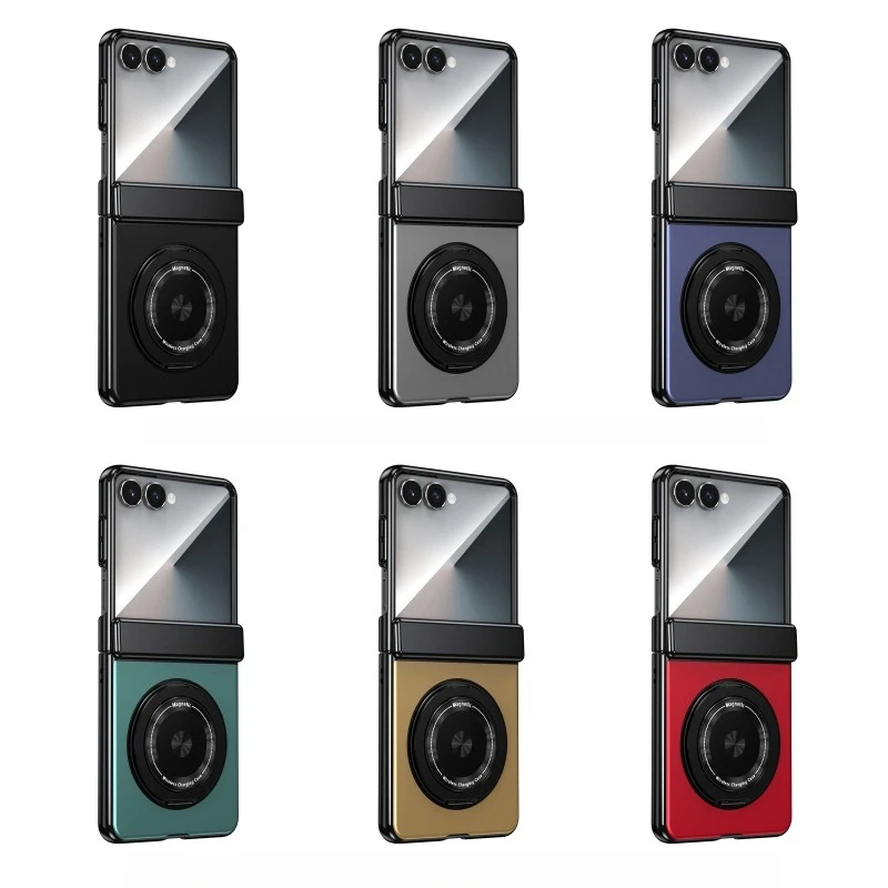 Image of 360-Grad-Drehständer-Schutzhülle mit vollständiger Abdeckung für Samsung Galaxy Z Flip 8 7 6 5 4 3, Scharnierschutz, harte Handyhülle mit Displayschutzfolie