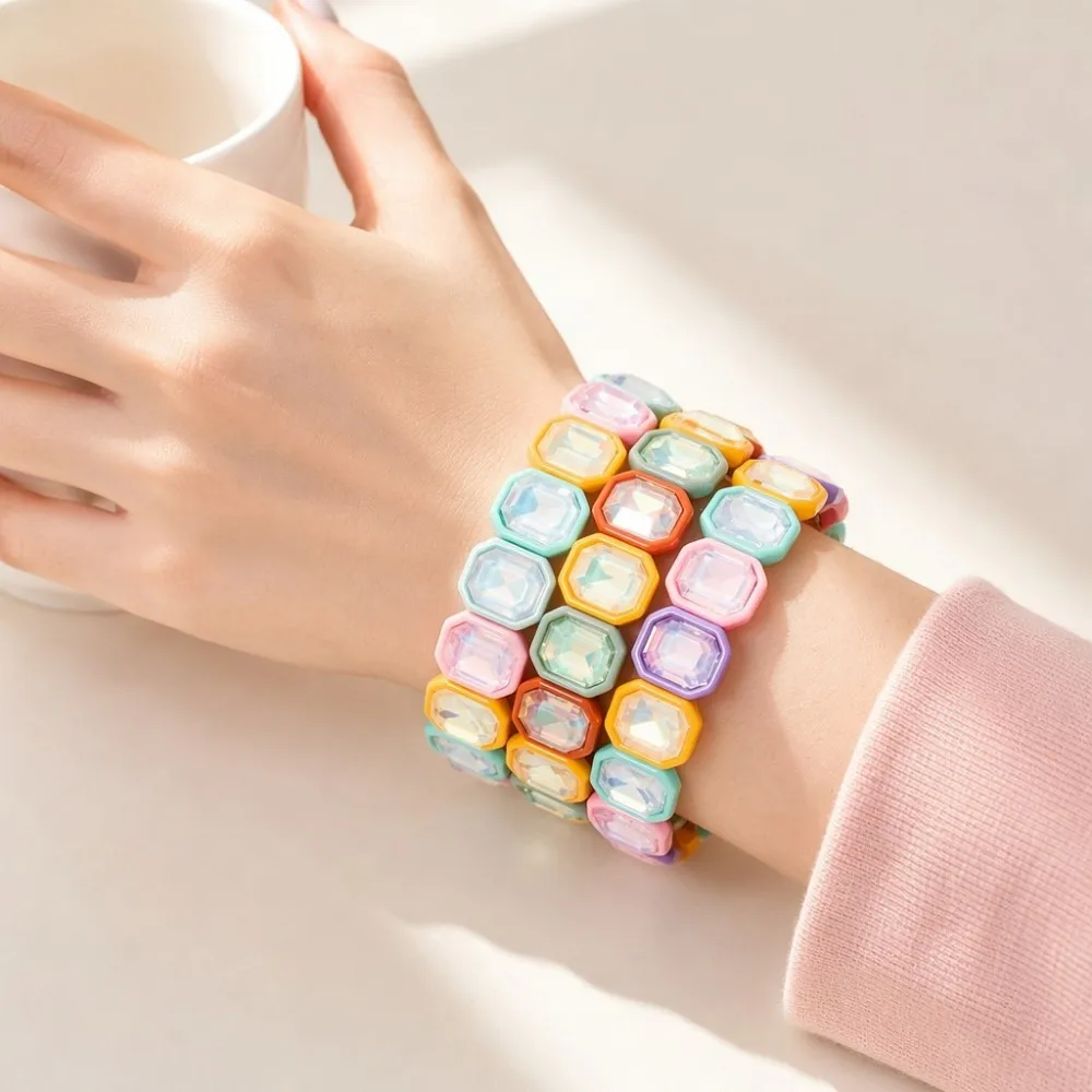 2026 12x14mm Kristallperlen Chunky Armbänder für Damen, Böhmisches Buntes Zirkonia-Armreif-Handschmuck – Detail 9