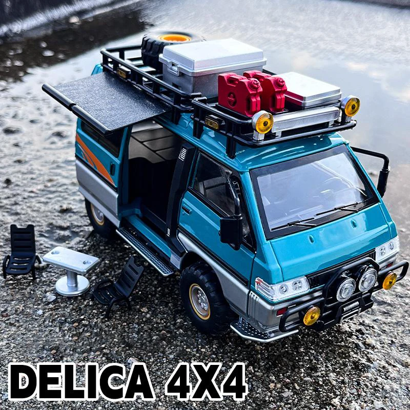 1:24 Mitsubishi Delica Mini Off Road VAN RV Alloy Car Model Sound and Light Children's Toy Collectibles Birthday gift