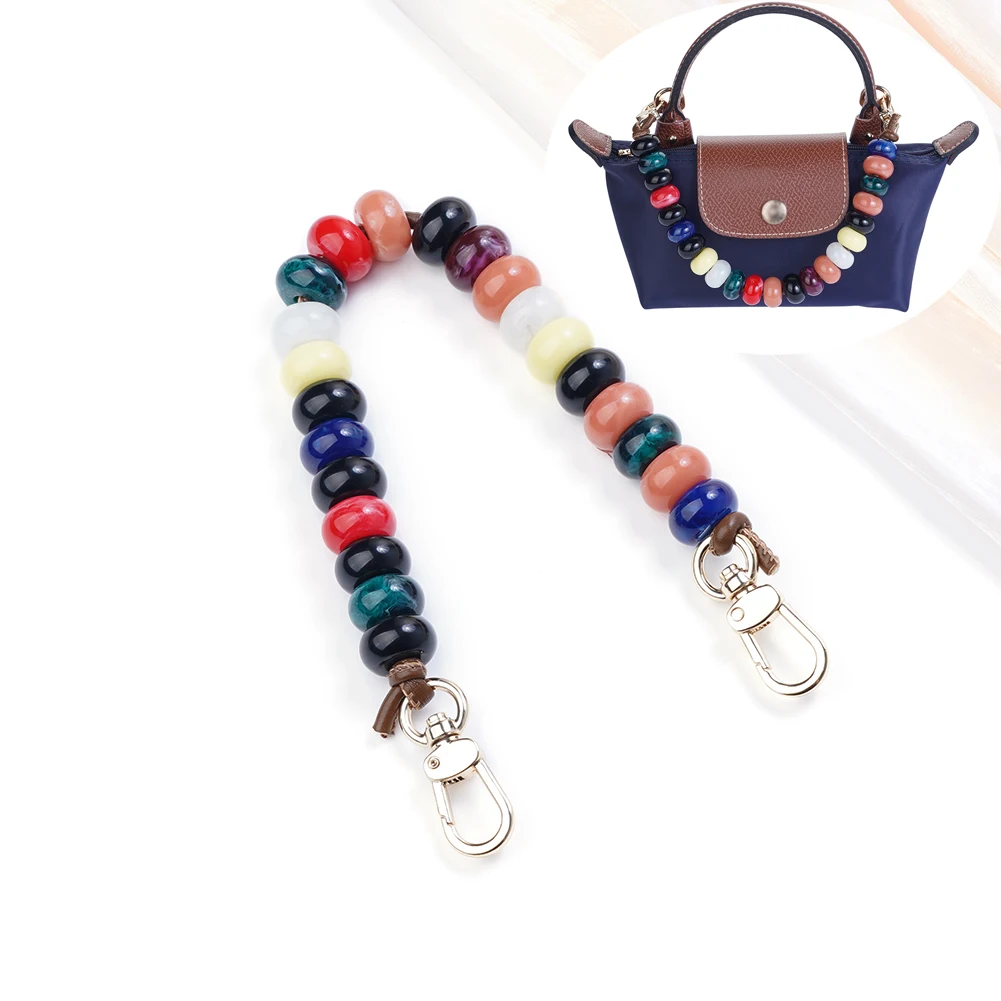 Colorful Beaded Decorative Chain For Longchamp Mini Bags Women Bag Accessory Handcrafted Wood Resin Beads Chains