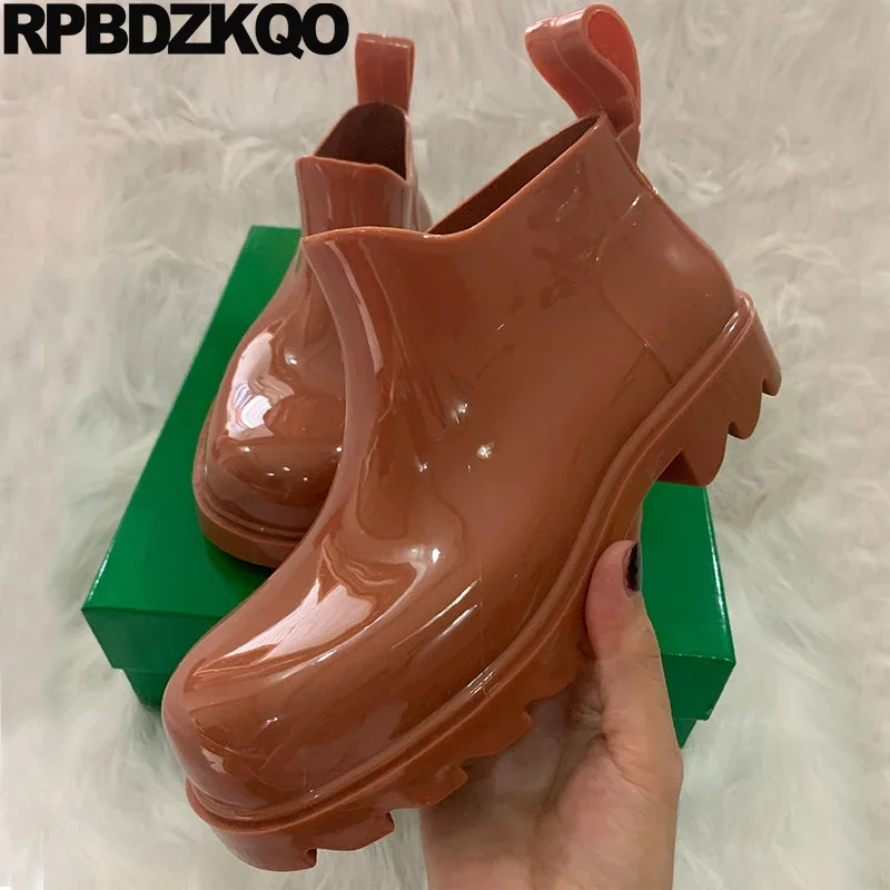 Slip On Rubber Footwear Booties Men Women Thick Wide Fit Unisex Couple Candy Waterproof Shoes Fishing Rainboots Rain Boots Pvc