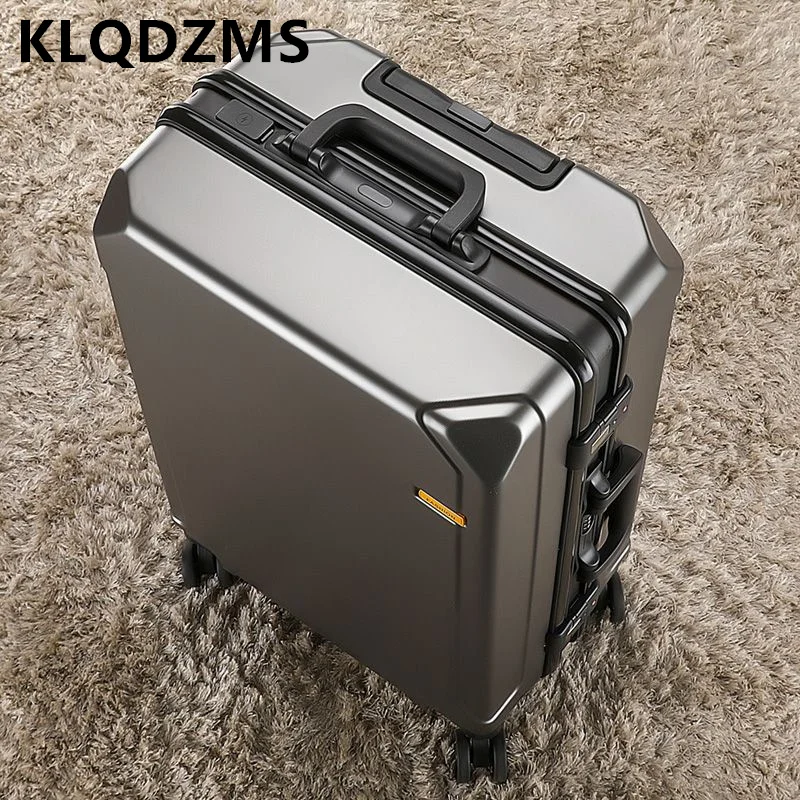 

KLQDZMS Men's Suitcase Large Capacity Aluminum Frame Trolley Case PC Boarding Box 20"22"24"26"28" Women's Cabin Suitcase