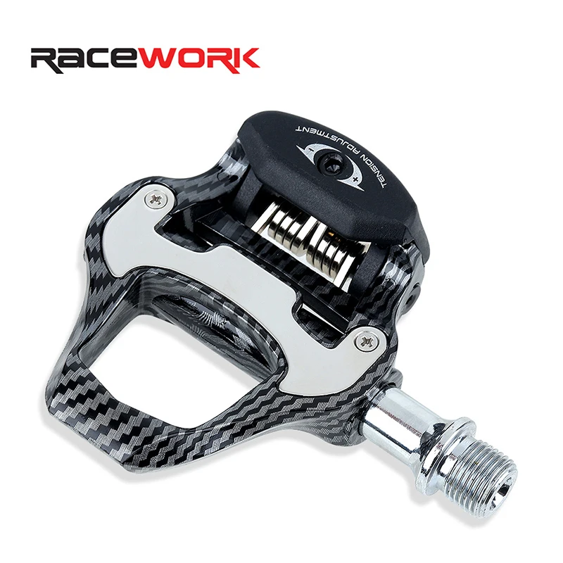 RACEWORK Carbon Fiber Pedals Self-Locking Suitable for SHIMANO or LOOK Road Bike High Quality Bearing Pedals Bicycle Parts