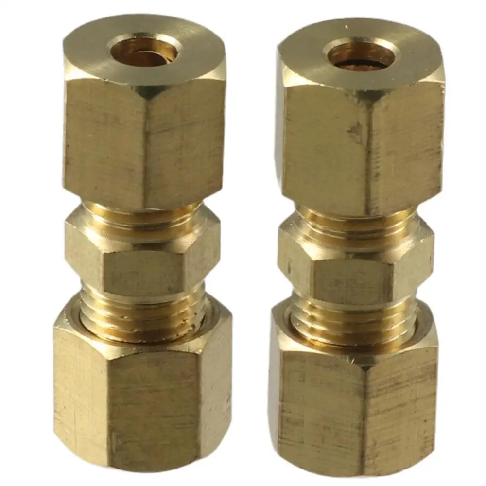 1/5Pcs Gold Brass Compression Tube Fitting Useful 1/4\