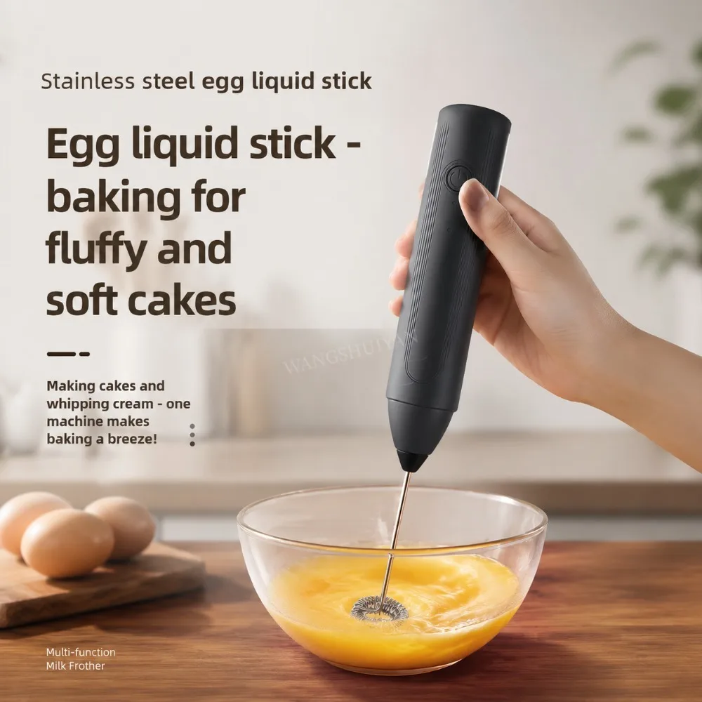 Electric Coffee Frother 2 In 1 Rechargeable Type-C Blender Stainless Steel 3 Speeds Milk Mixer Egg Beater Handheld Foam Maker