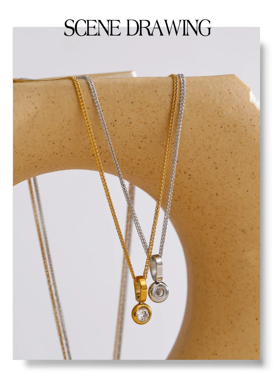 Yhpup Edelstahl Kleine Exquisite CZ Zirkonia Anhänger Halskette für Frauen Trendy Fashion Chic Kragen Schmuck Empfehlen Geschenk – Detail 4