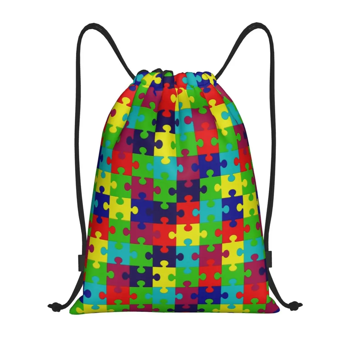 Colorful Jigsaw Puzzles Autism Awareness Drawstring Backpack Bags Women Men Lightweight Gym Sports Sackpack Sacks for Traveling