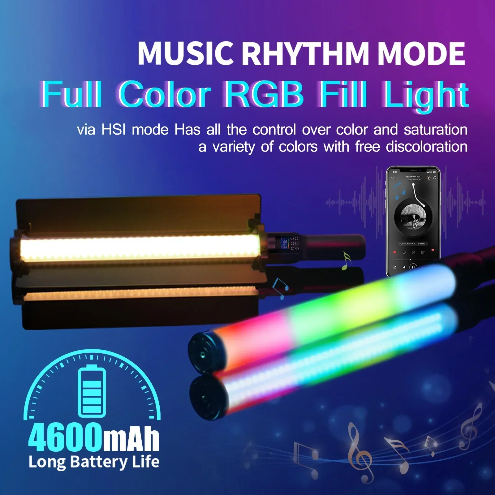 

Handheld Flash Speedlight Lighting With Tripod Stand RGB Photography Video Light Stick Wand Party Colorful LED Lamp Fill Light