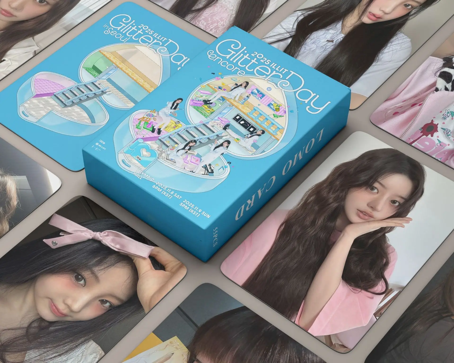 

55 шт./компл. Kpop Idol ILLIT новая серия 2025 блестящие дневные карты для встреч и посещения ломо открытка YUNAH MINJU MOKA IROHA WONHEE подарок для фанатов