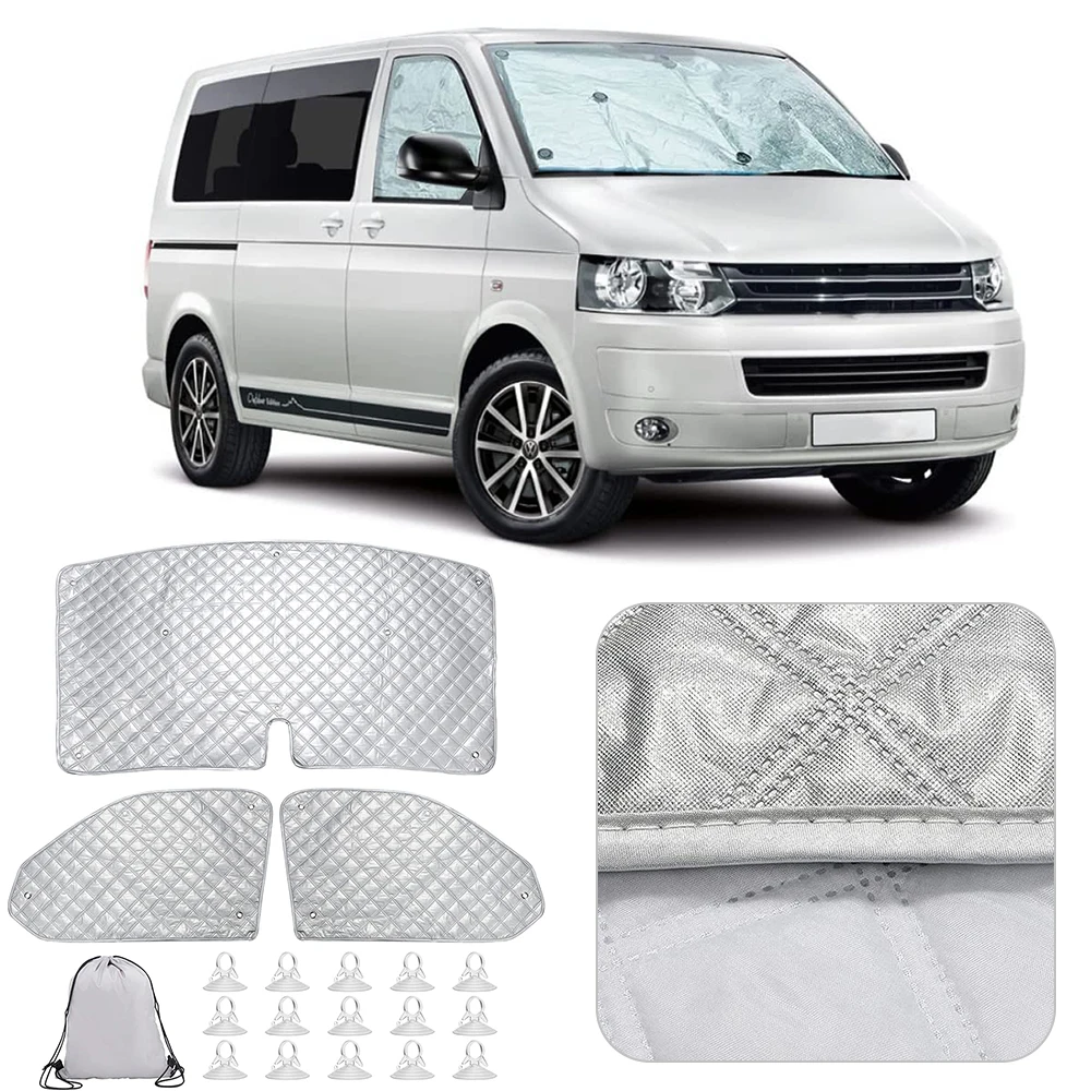 Dla VW T4 T5 T6 3PCS Osłona przeciwsłoneczna przedniej szyby Zestaw ochronny osłony przedniej szyby Automatyczna wewnętrzna osłona okna termicznego