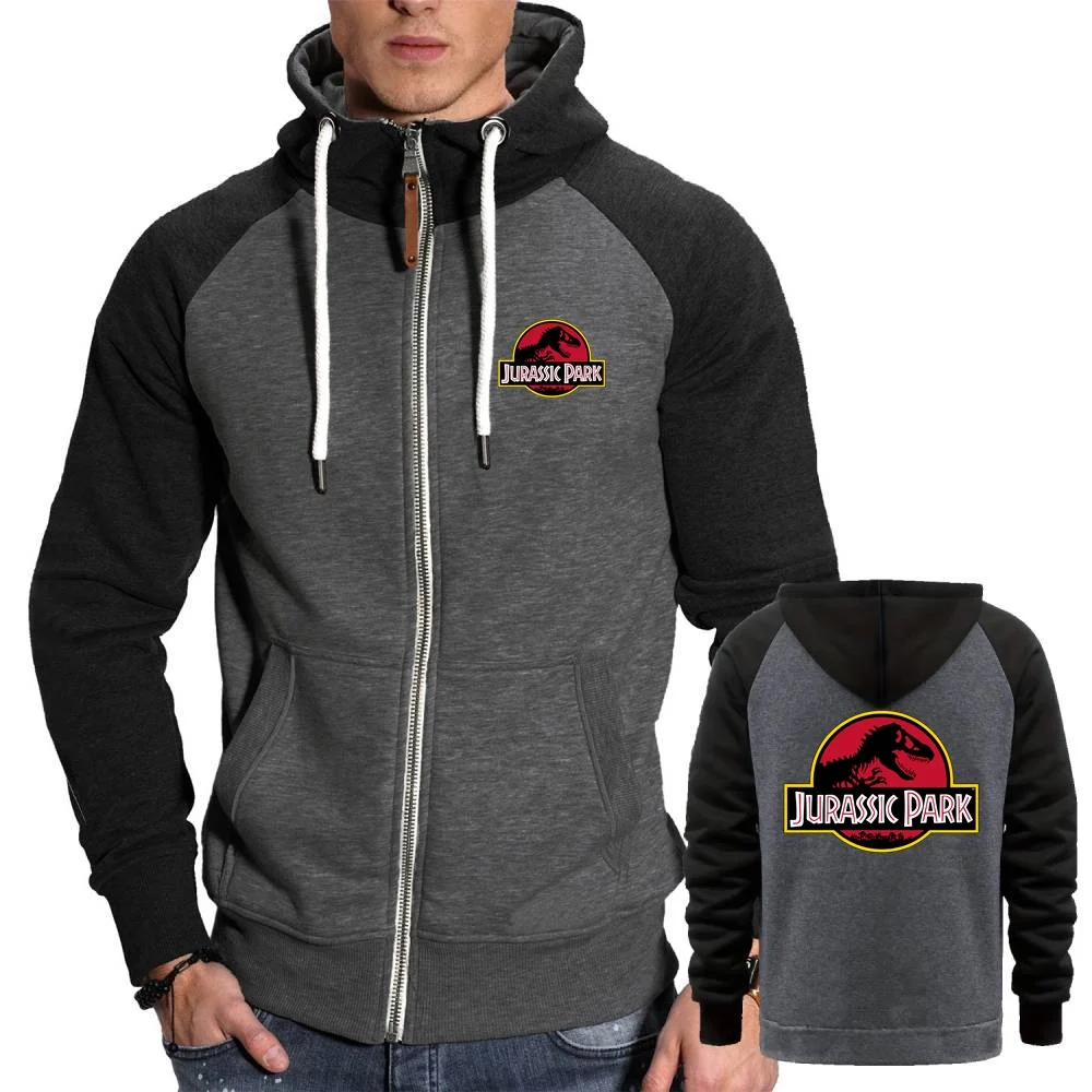 Men Sweatshirts Youth Boys Hoodies Jacket JURASSIC PARK Dinosaur World Graphic Sportwear Outwear Winter Warm Fleece Hooded Coats