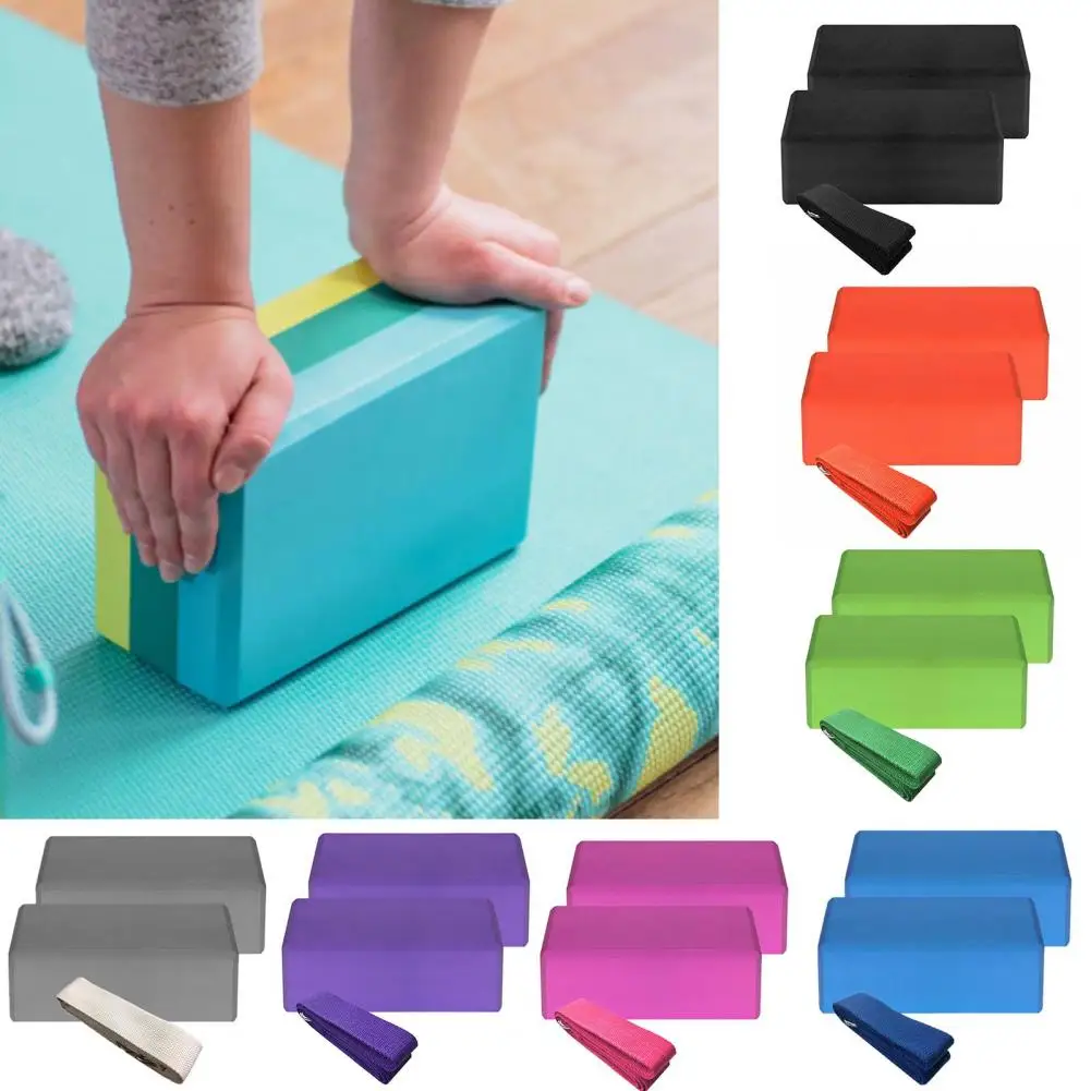 EVA Yoga Block Yoga Brick Aid Balance With Stretching Strap Set Gym Body Shaping Exercise Fitness Foam Brick Essentials Set