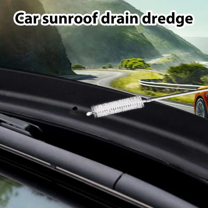 Long Wire Brush Sunroof Drain Cleaning Tool Flexible Drain Brush For Car Pipe Drain Dredge Cleaning Tool For Car Sunroof Wiper