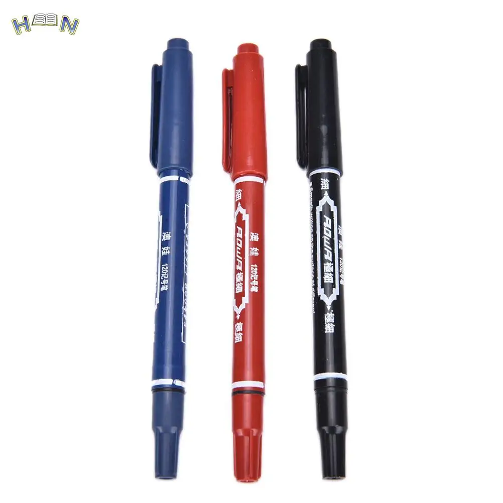 

Hot Sale 3 Colors Permanent Paint Marker Pen Twin Tips Doubled Headed Hook Line For CD DVD Media Disc Quick-drying Writing Pens