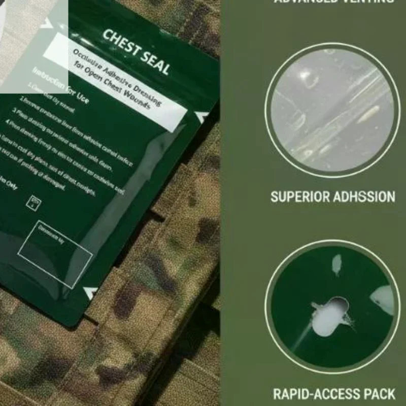 Safety Survival Emergency Trauma Sticker Chest Seal Vented First Aid Patch Outdoor Tool