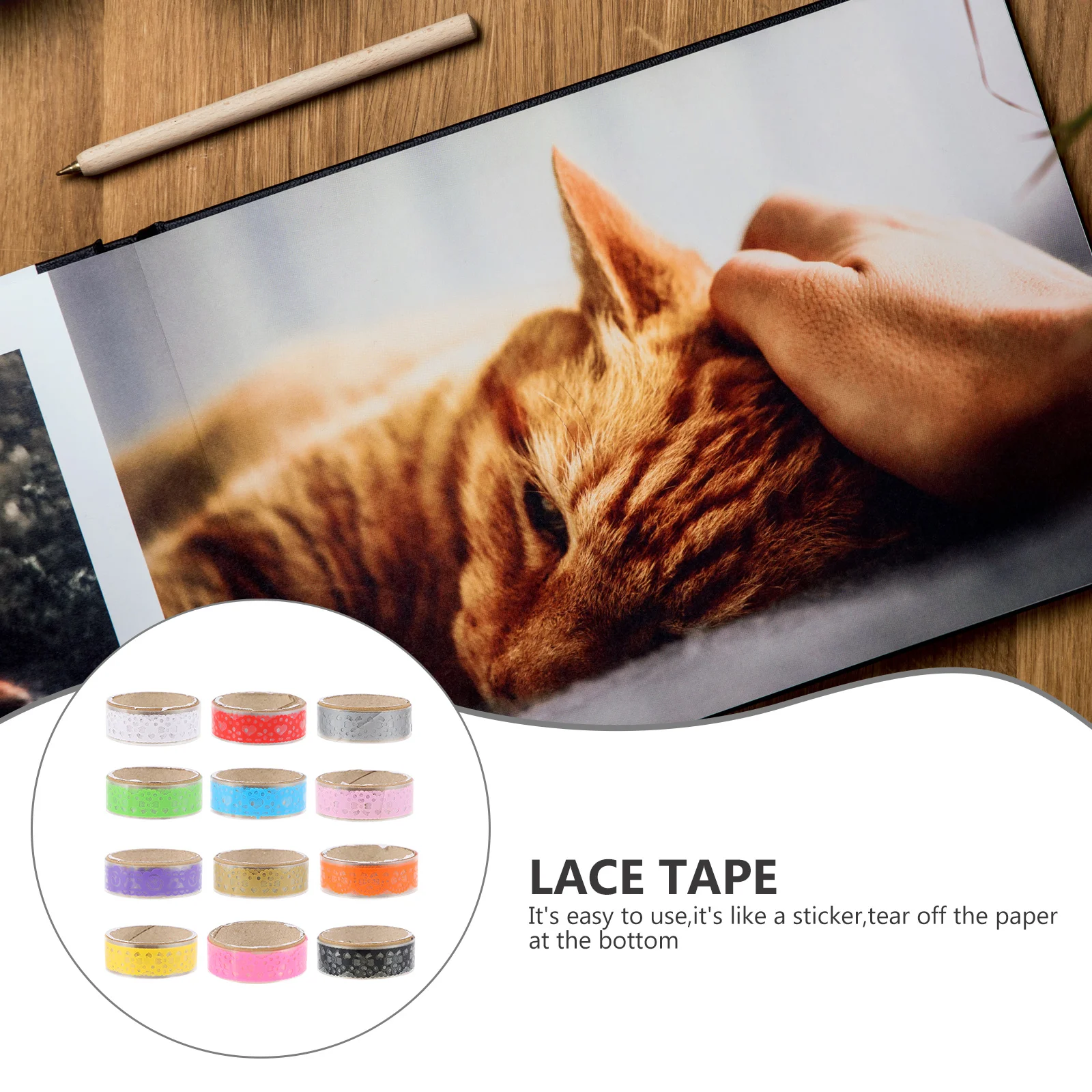 

12Pcs Self-Adhesive Hollow Lace Tape for Photo Album Decoration Scrapbooking DIY Crafting Gift Accessories Hollow-Out Lace Tape