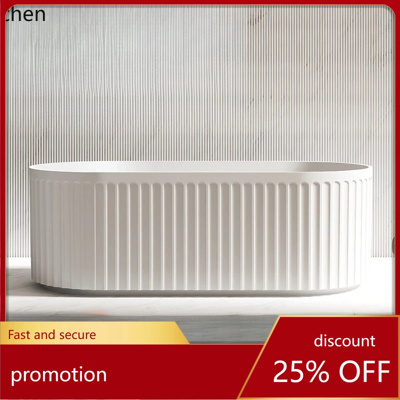 

HXL Acrylic Bathtub Vertical Striped Tub Home Decor